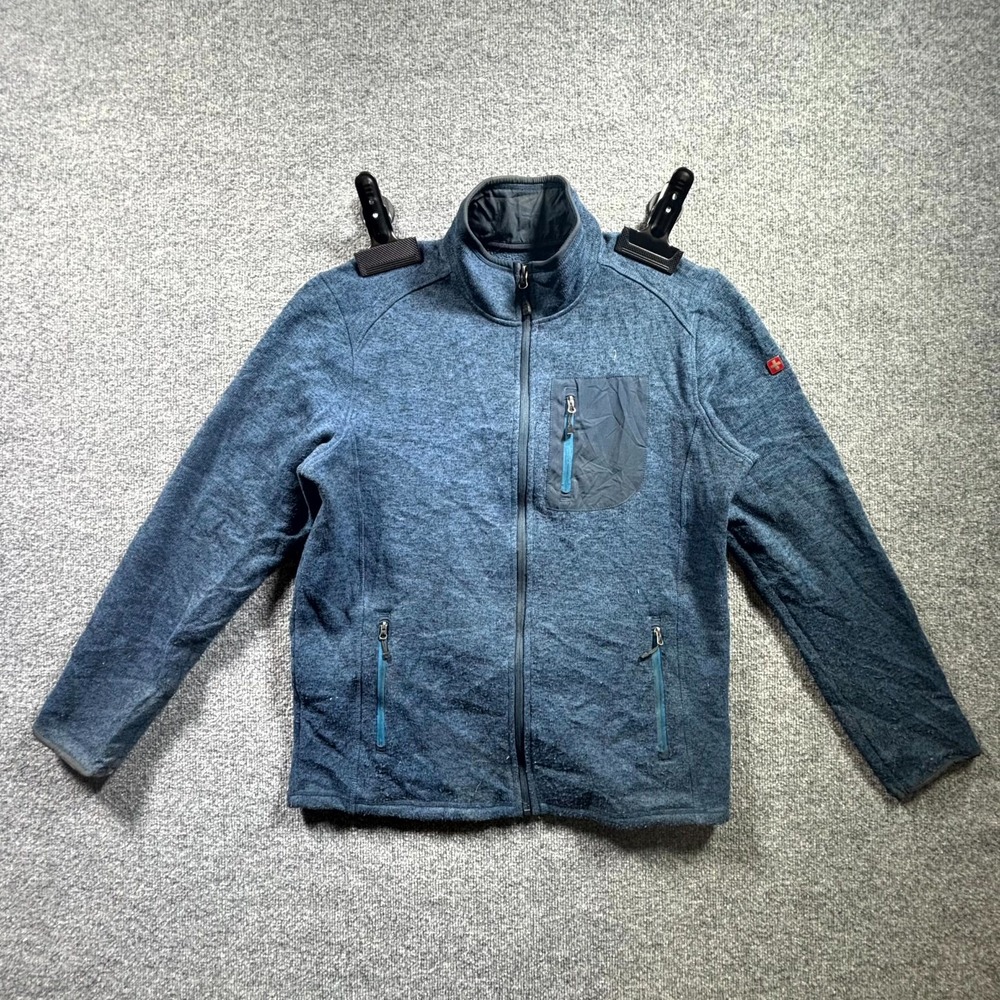Swiss Tech Jacket Mens Medium Blue Fleece Lined Zip Mock Neck Outdoor SM46608Y